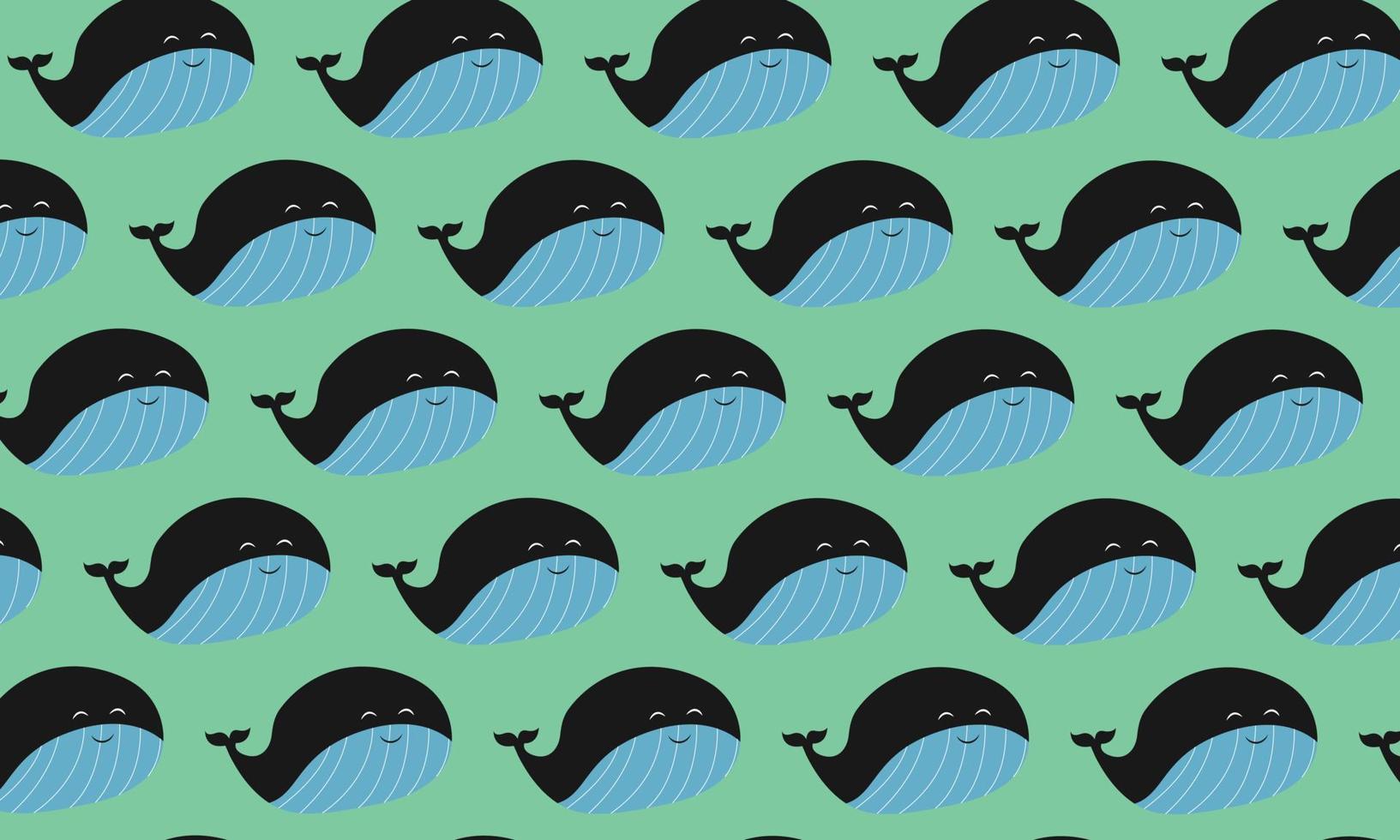 Vector doodle backdrop with whales. Doodle illustration of whales in seamless pattern.