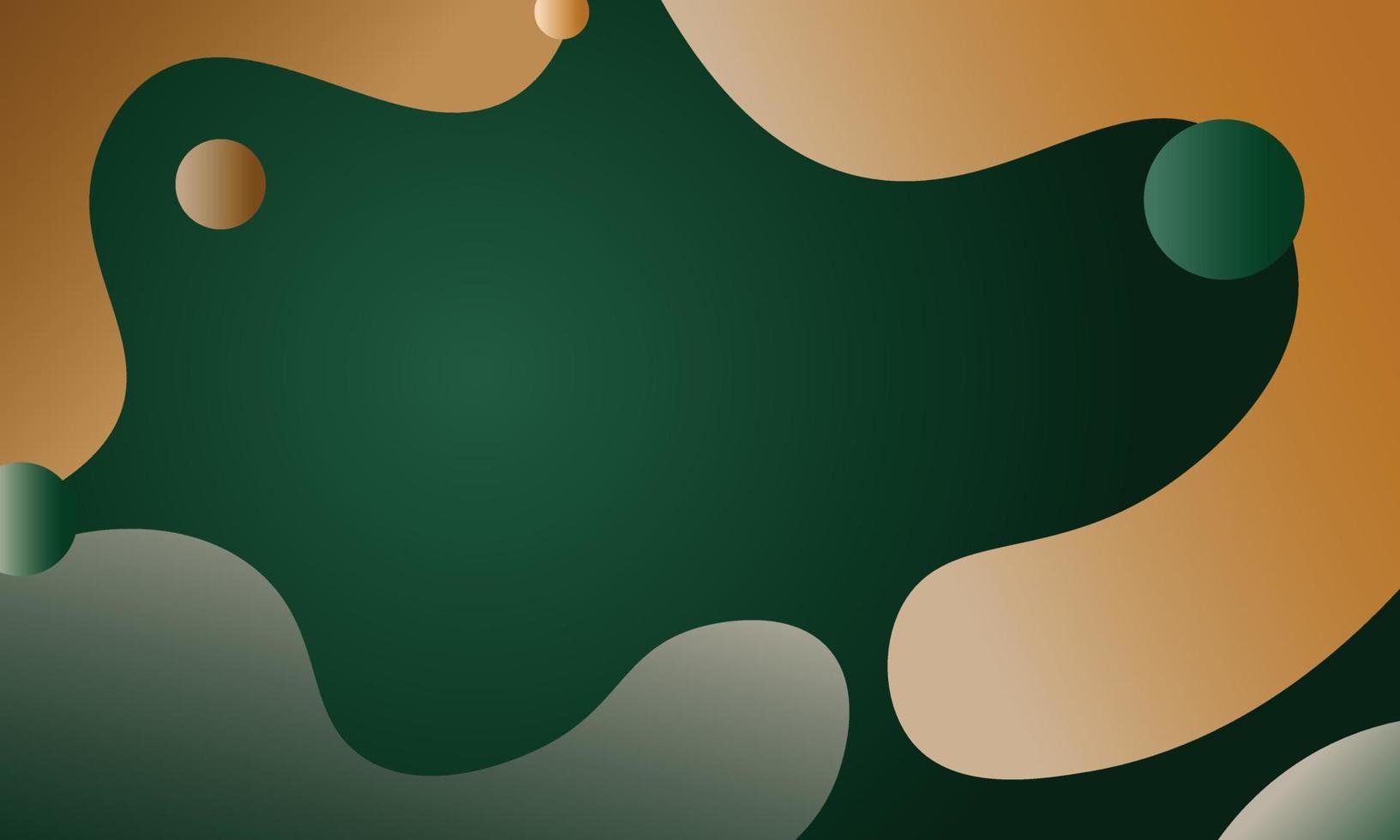 Green, orange abstract fluid gradient shape on natural color background. vector