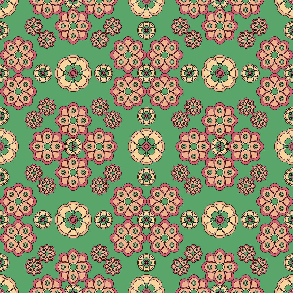 Abstract seamless groovy flower background. vector