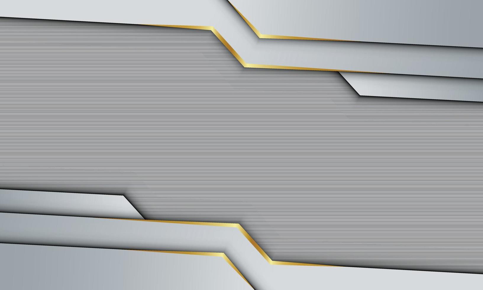 Abstract geometric glowing gold and gray color shiny motion dark metallic background. vector