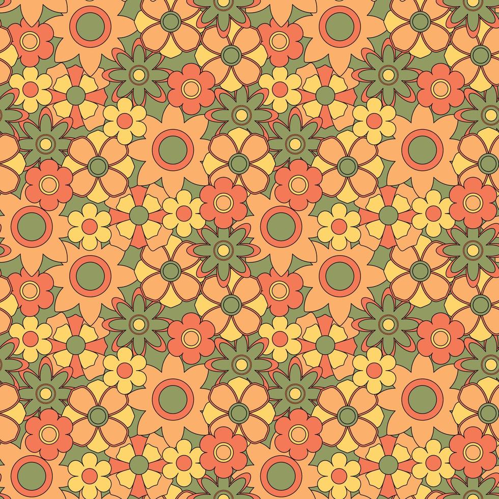 Abstract seamless groovy flower background. vector