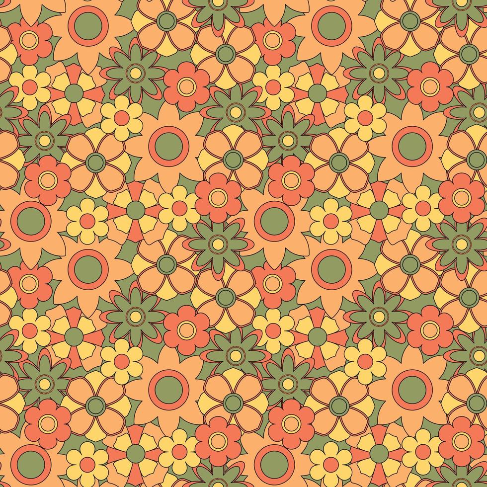 Abstract seamless groovy flower background. vector