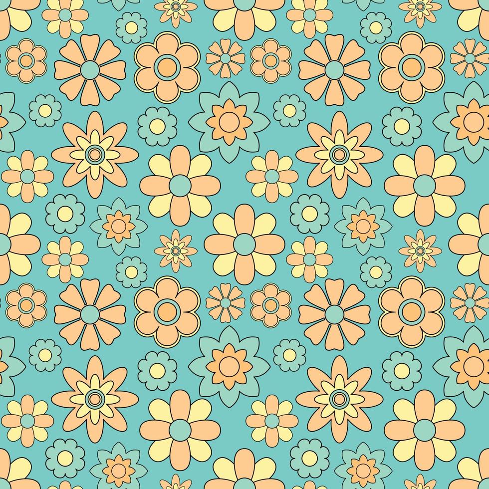 Abstract seamless groovy flower background. vector