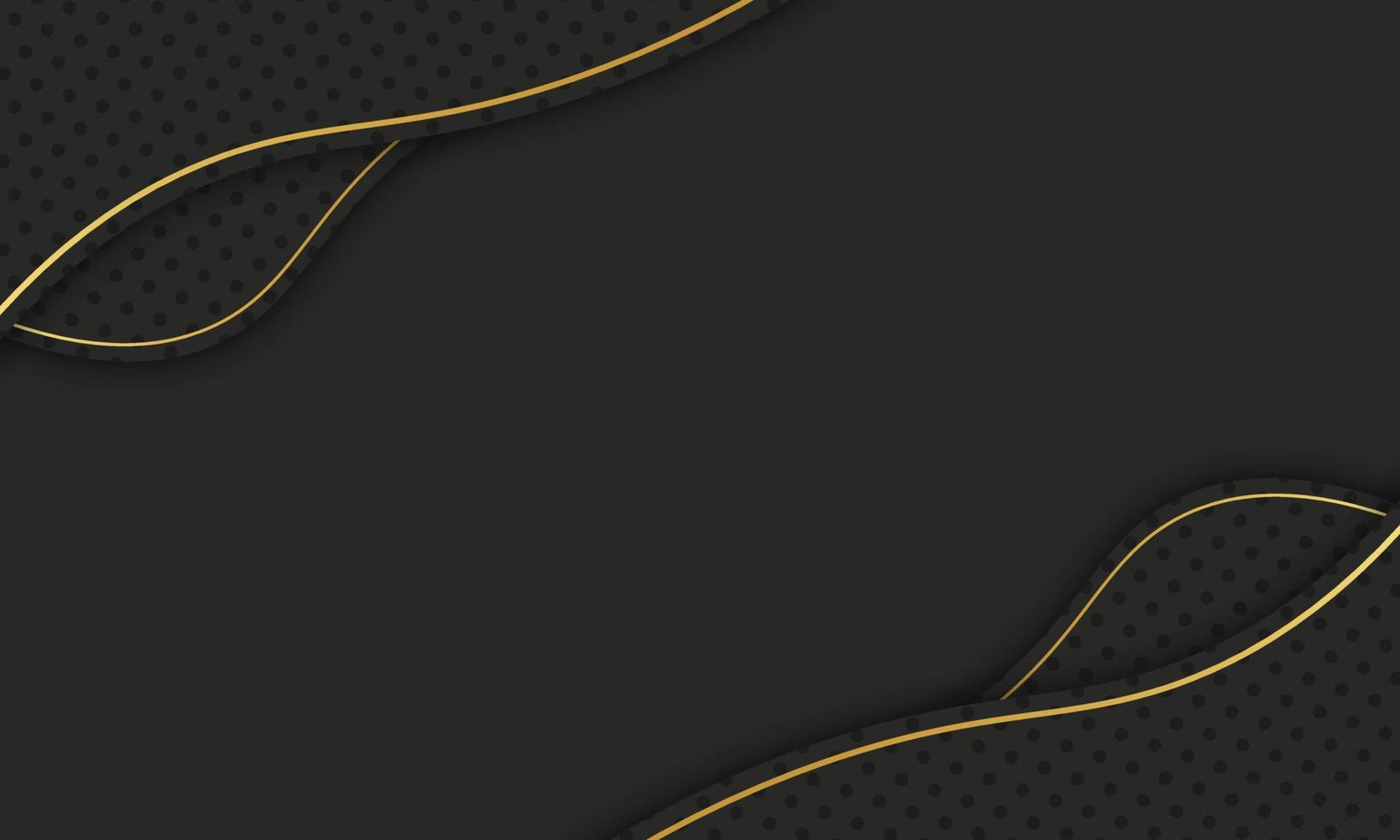 Black wave with halftone and gold line. vector