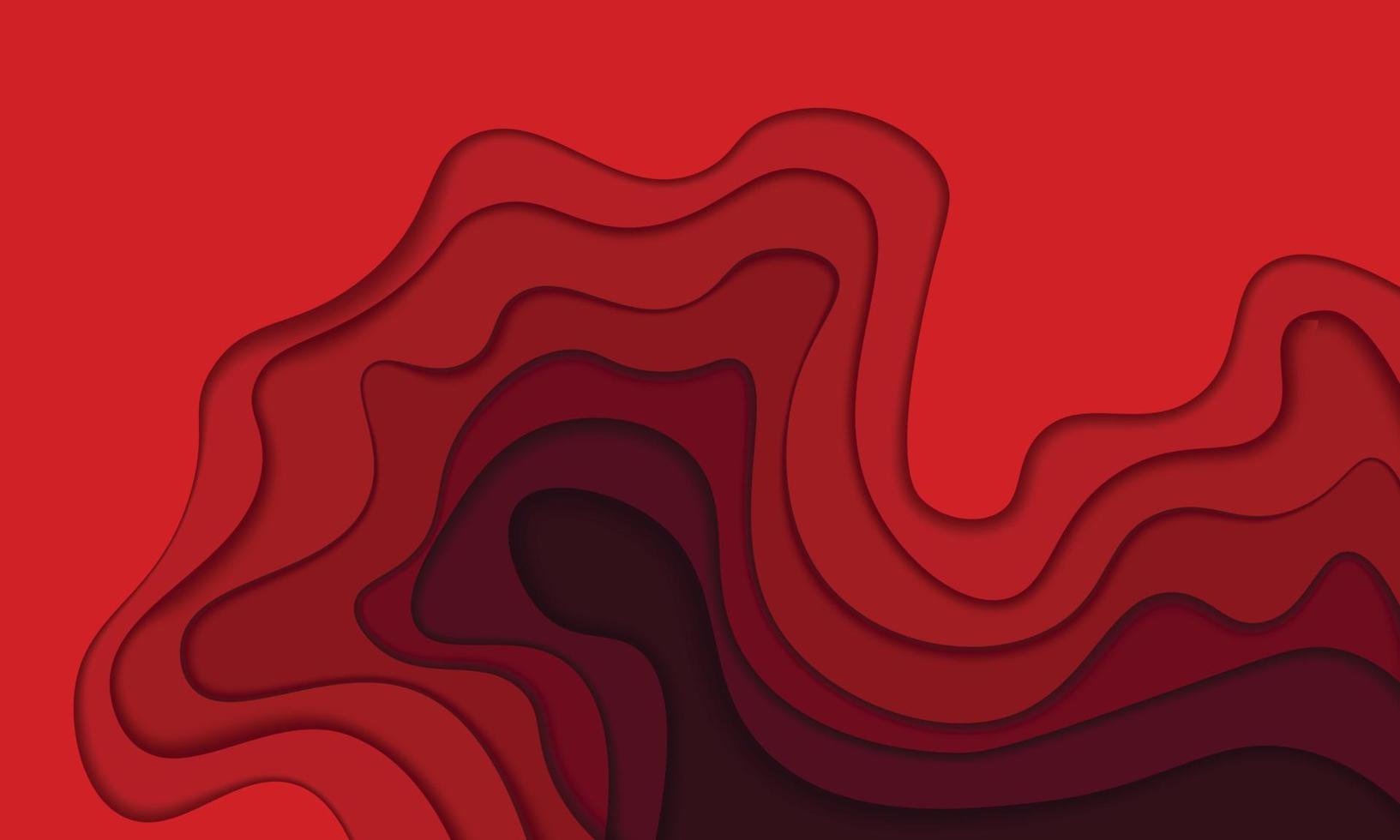 onda roja abstracta en el fondo de estilo de corte de papel. vector