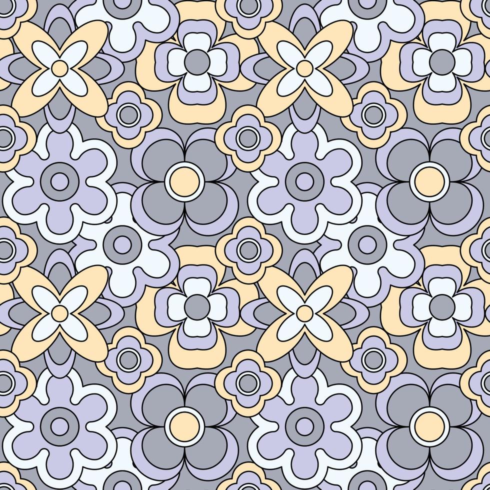 Abstract seamless groovy flower background. vector