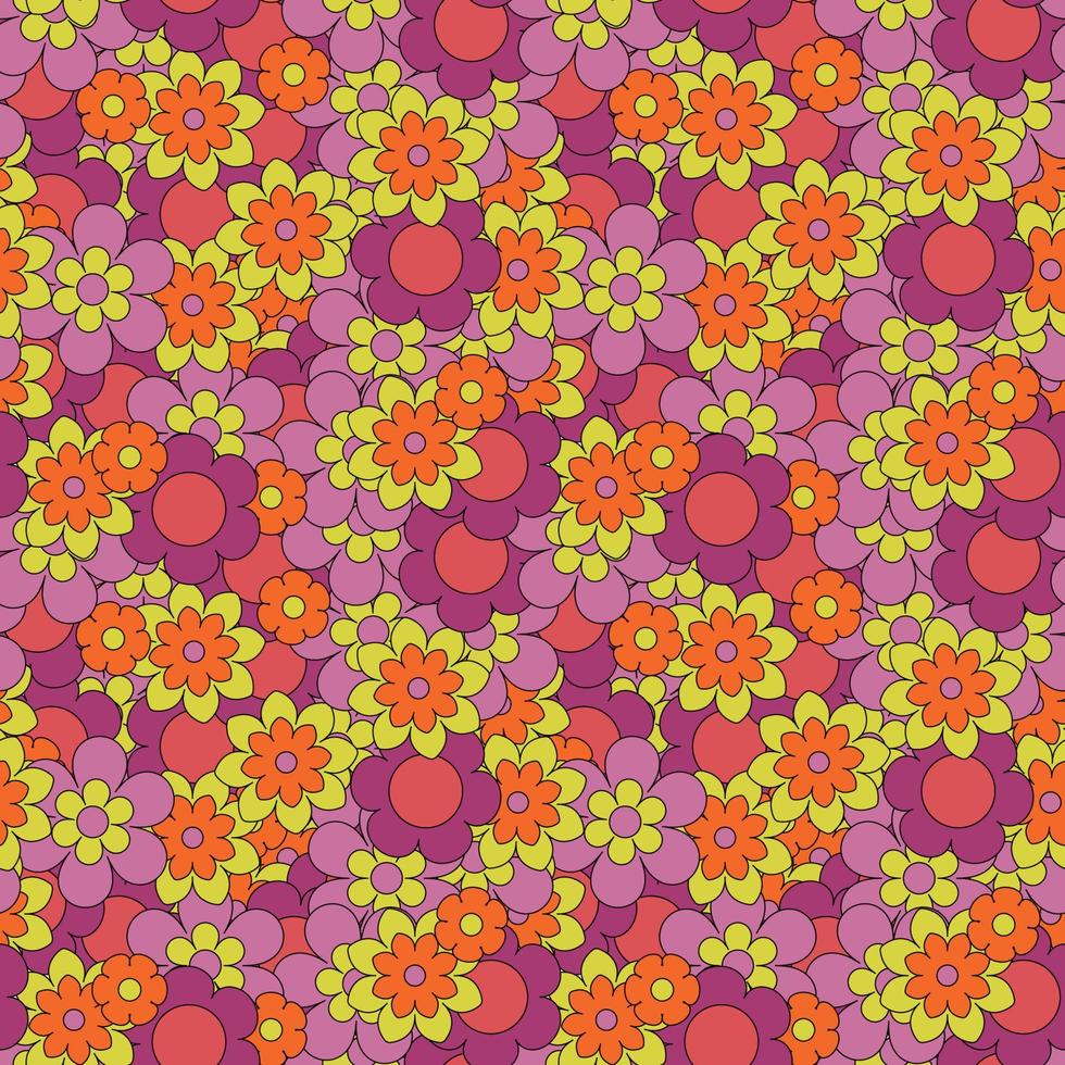 Abstract seamless groovy flower background. vector