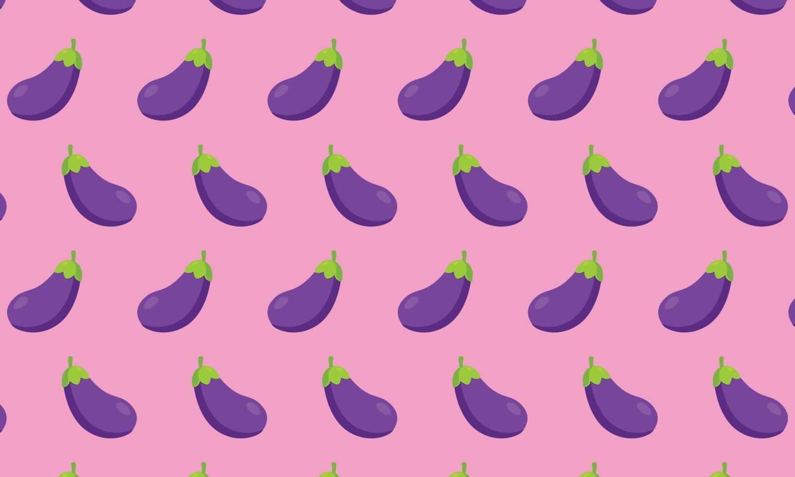 Fresh eggplant pattern on pink background. vector