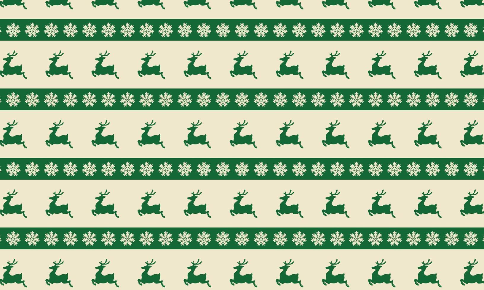 Green Deer and snowflakes pattern. vector