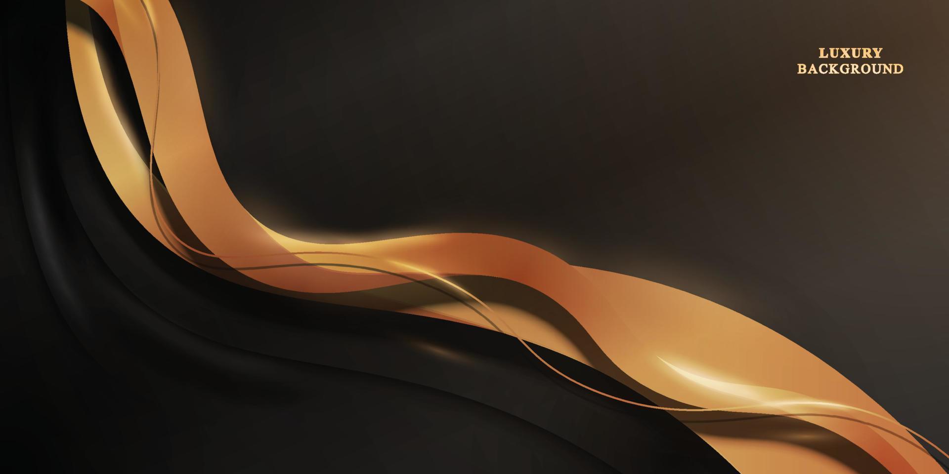 fondo de formas de onda elegante oscuro con dorado. vector