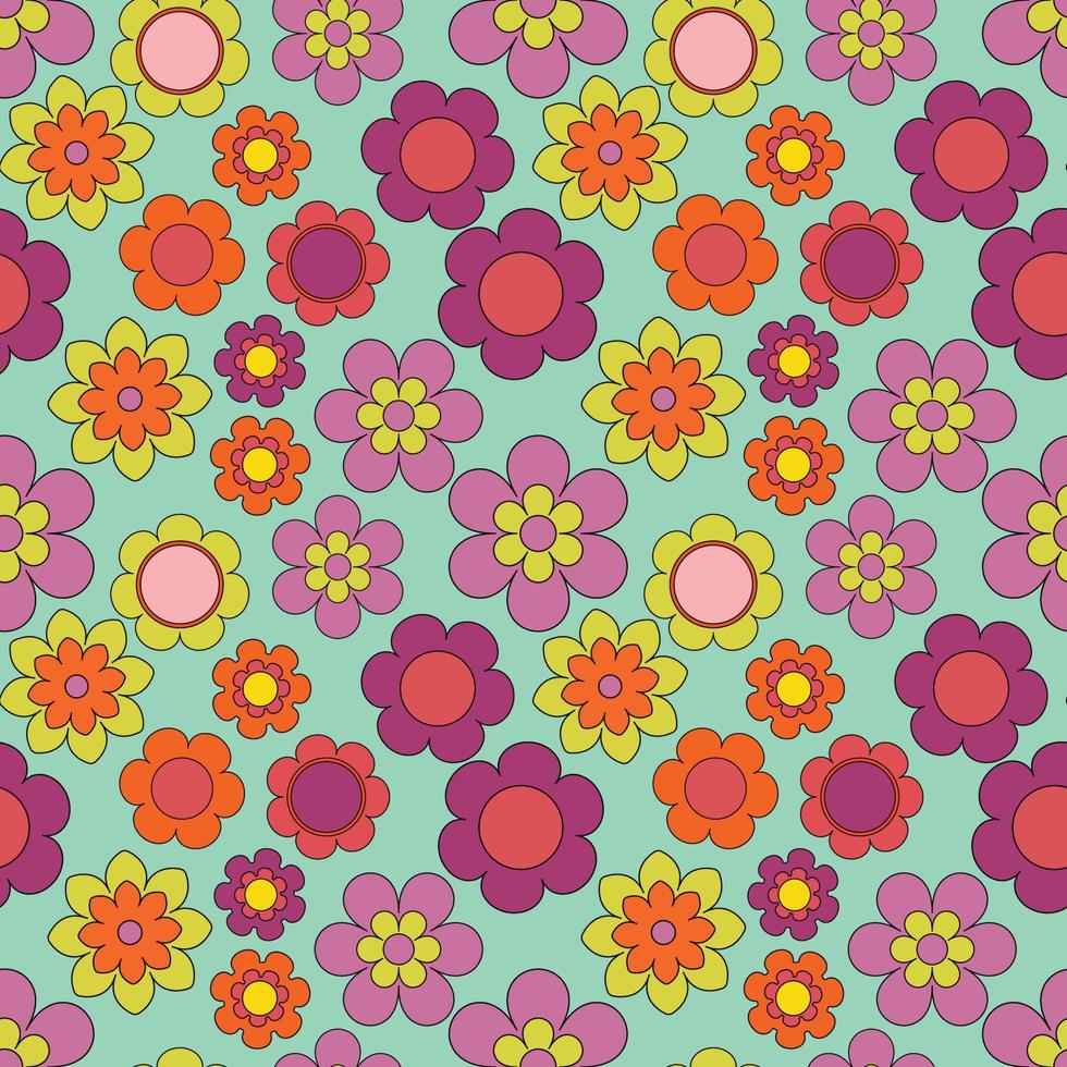 Abstract seamless groovy flower background. vector