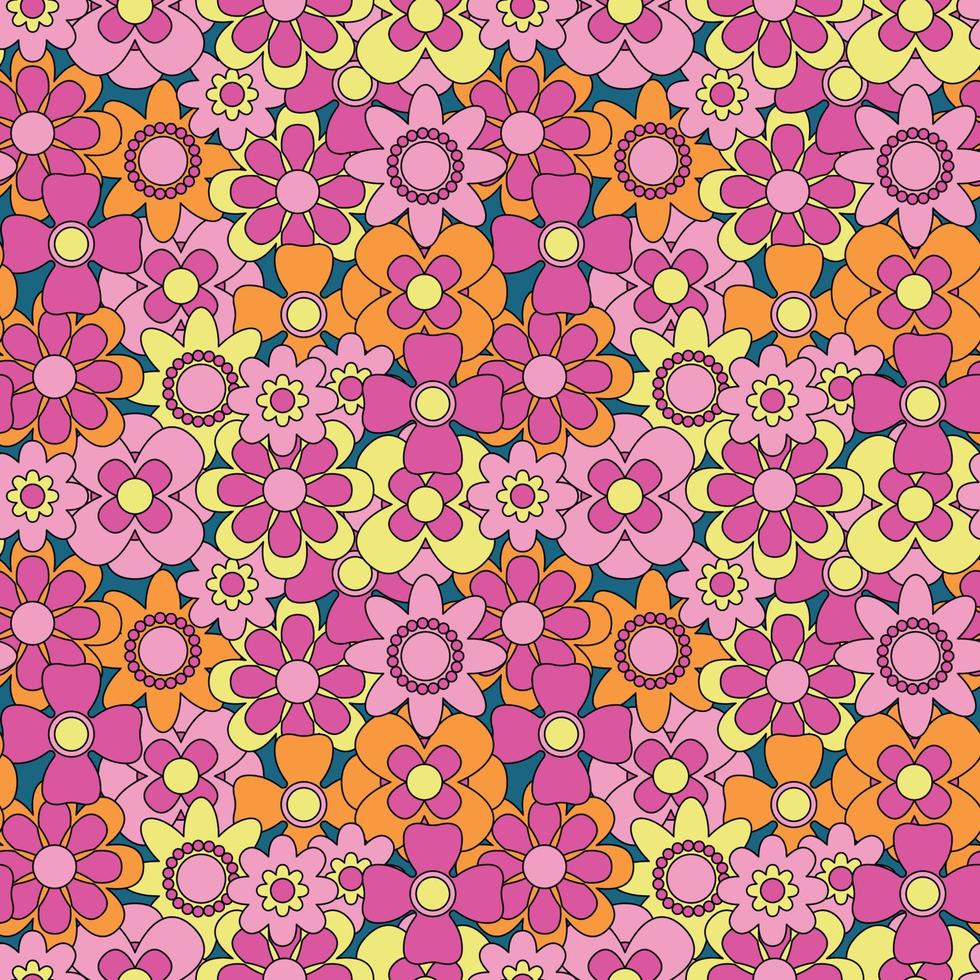 Abstract seamless groovy flower background. vector