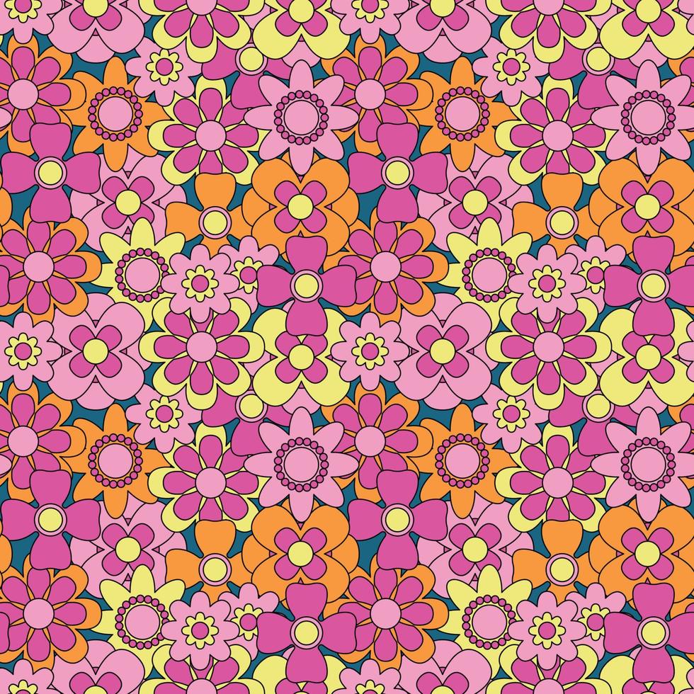 Abstract seamless groovy flower background. vector