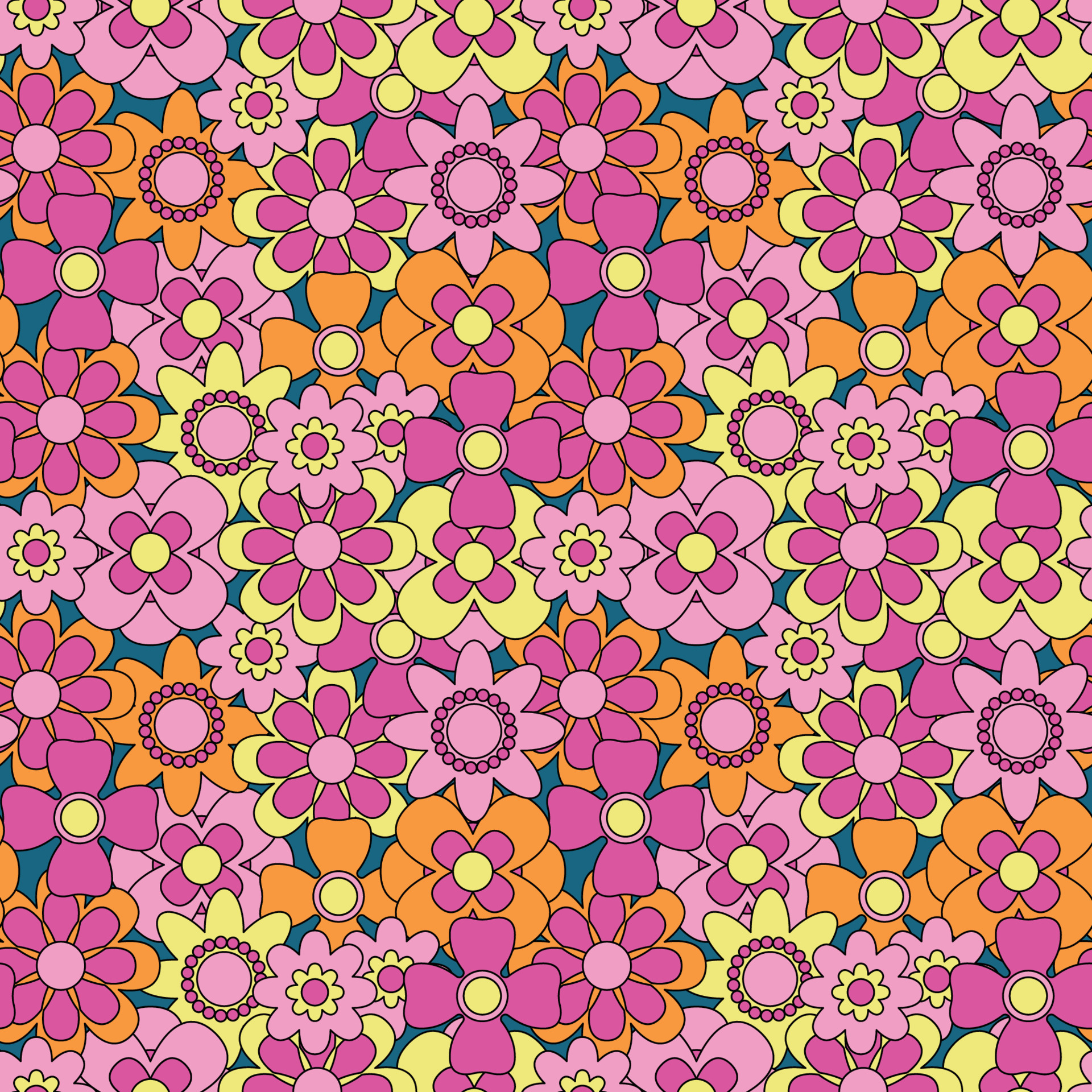 Abstract seamless groovy flower background. 7718277 Vector Art at Vecteezy