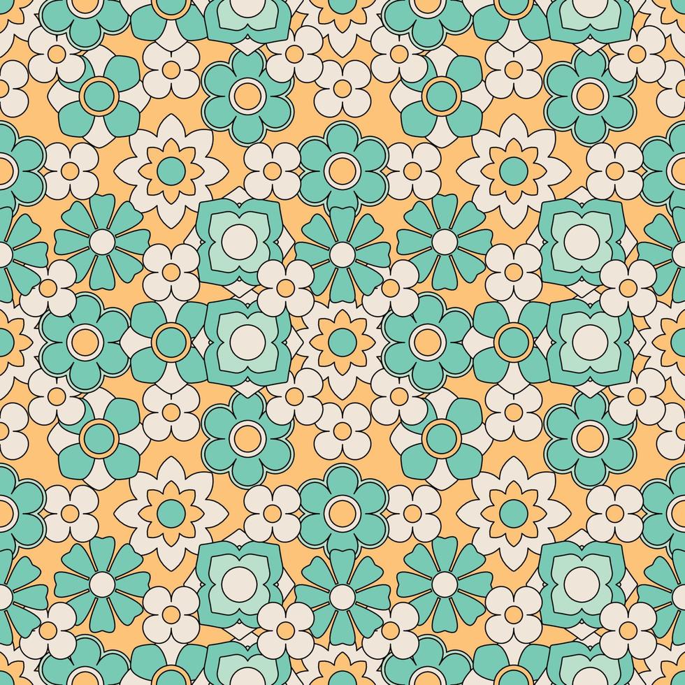 Abstract seamless groovy flower background. vector