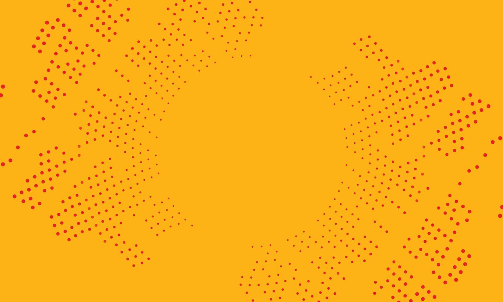 Abstract red circle in halftone style on yellow background. vector