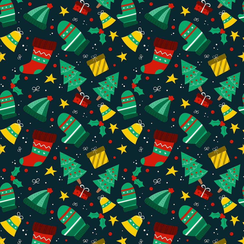 Hand drawn christmas pattern design background. vector