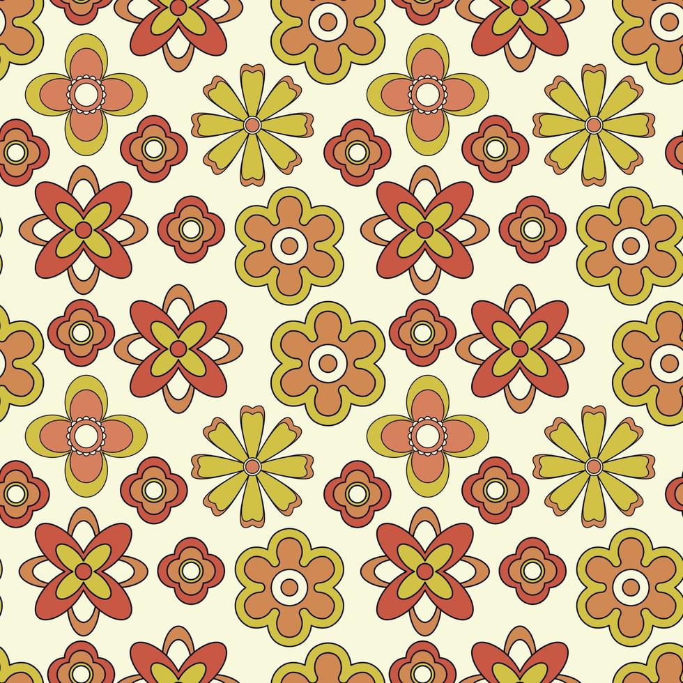 Abstract seamless groovy flower background. vector