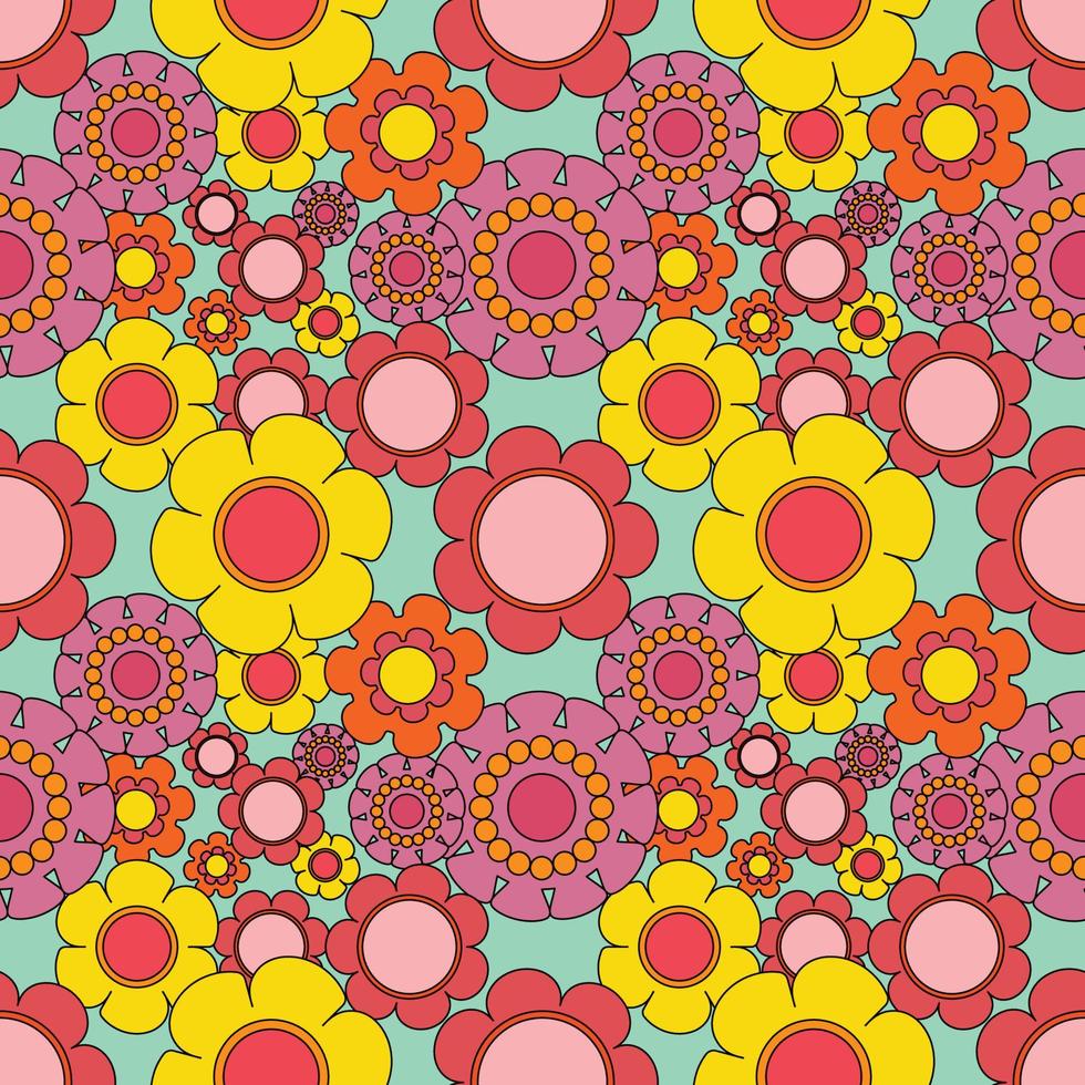 Abstract seamless groovy flower background. vector