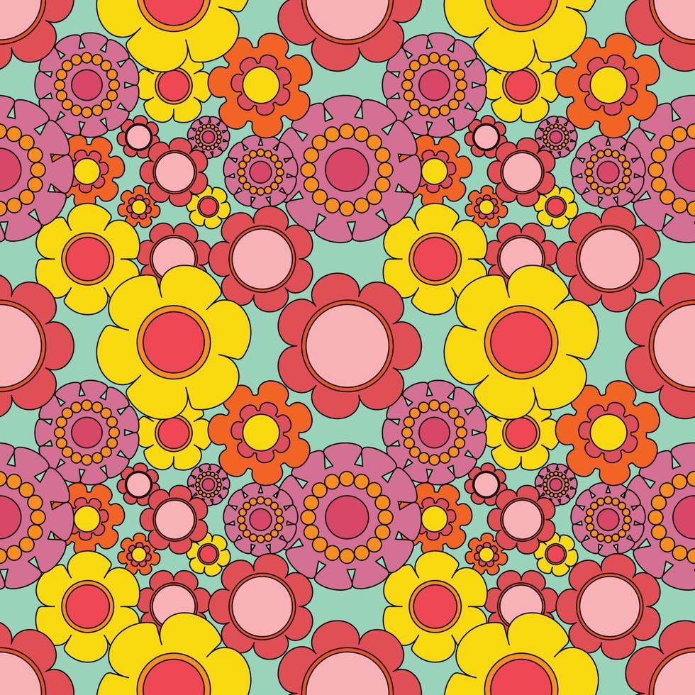 Abstract seamless groovy flower background. vector