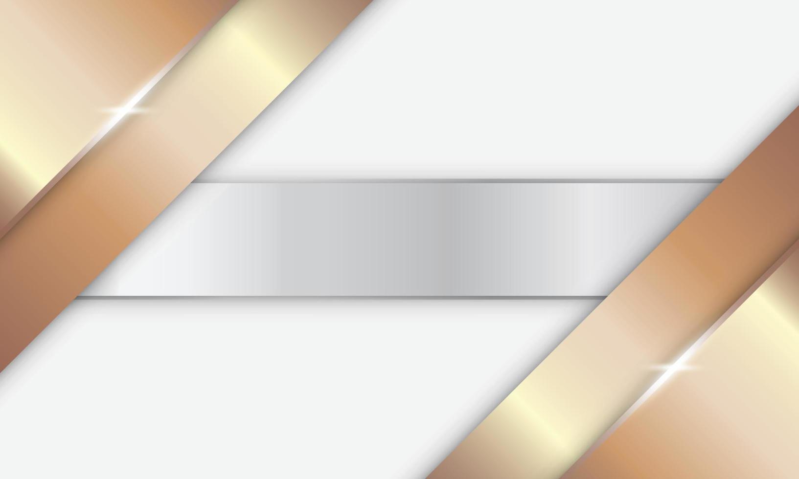 Abstract bronze glossy metallic with shiny silver stripes on white background. vector