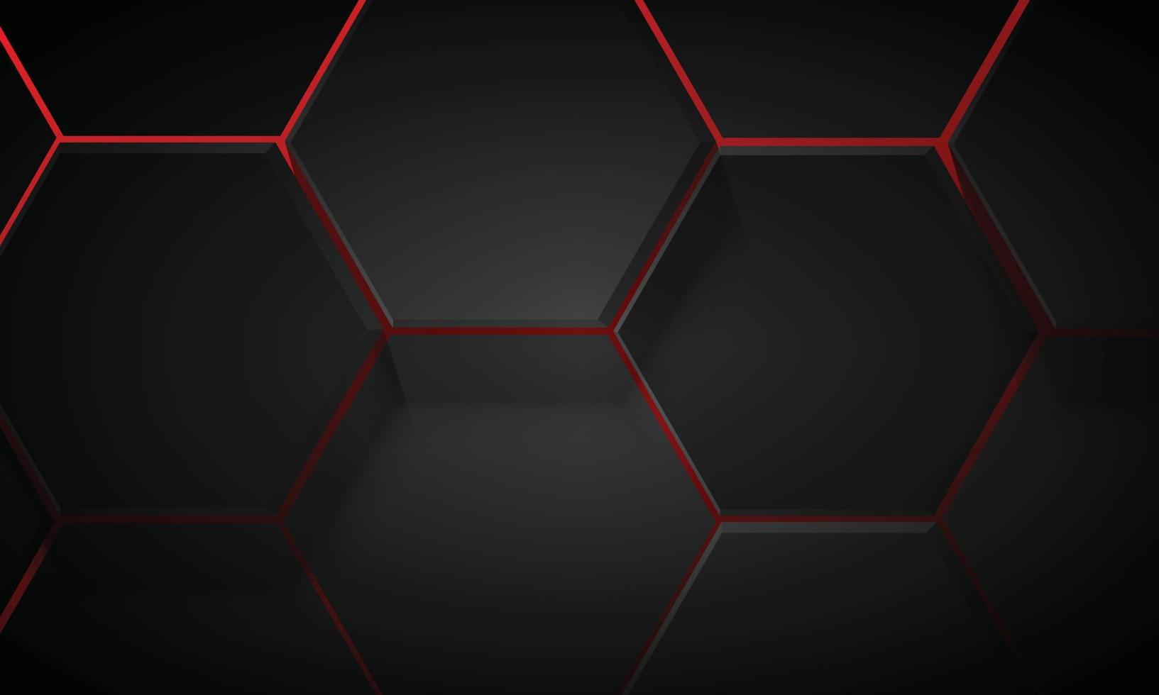 Black geometric hexagon pattern on red background. vector