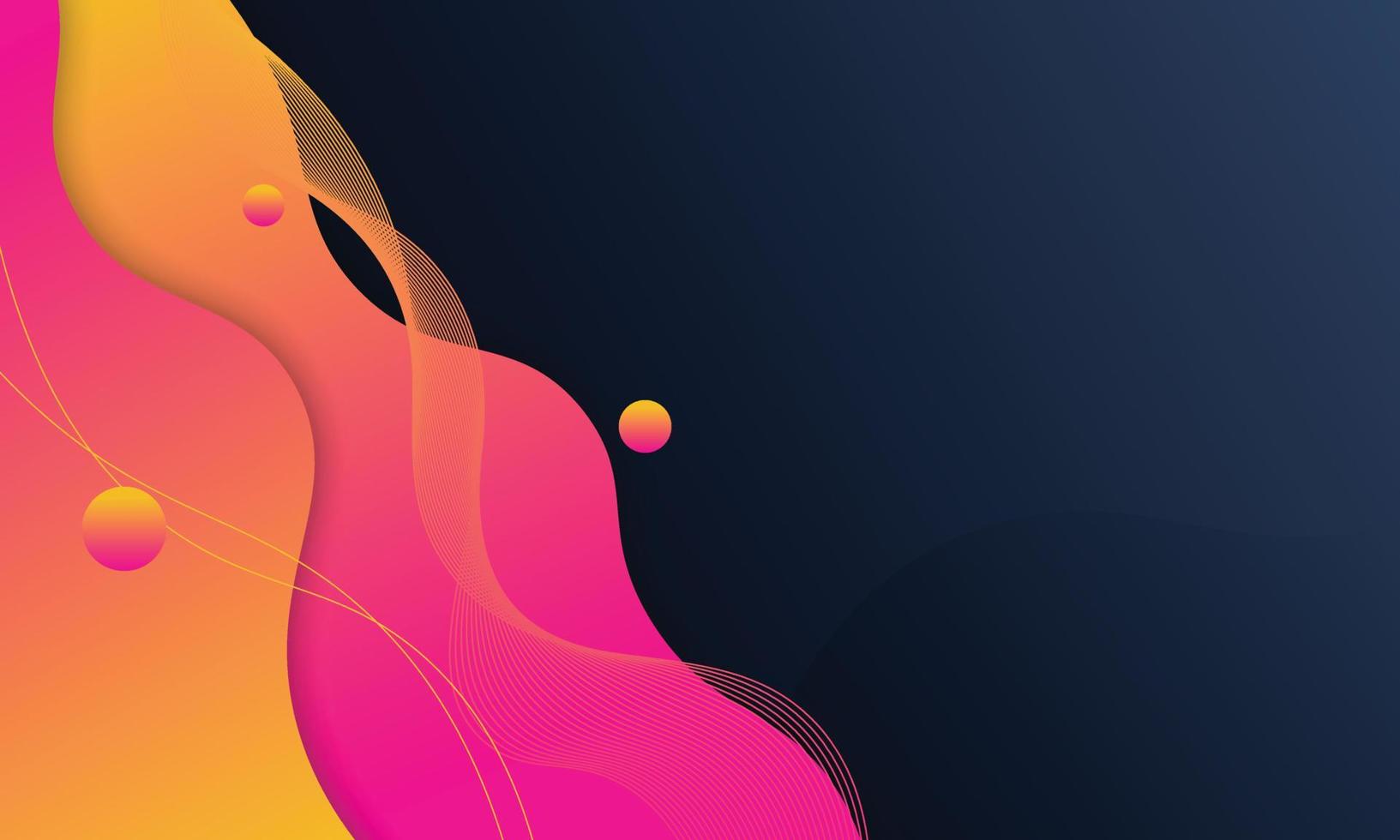 Pink, yellow and blue fluid gradient background. vector