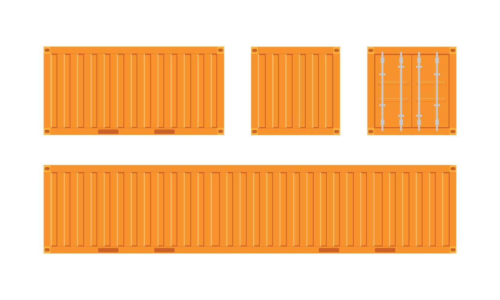 Orange Shipping Cargo Container for Logistics and Transportation Isolated On White Background Vector Illustration