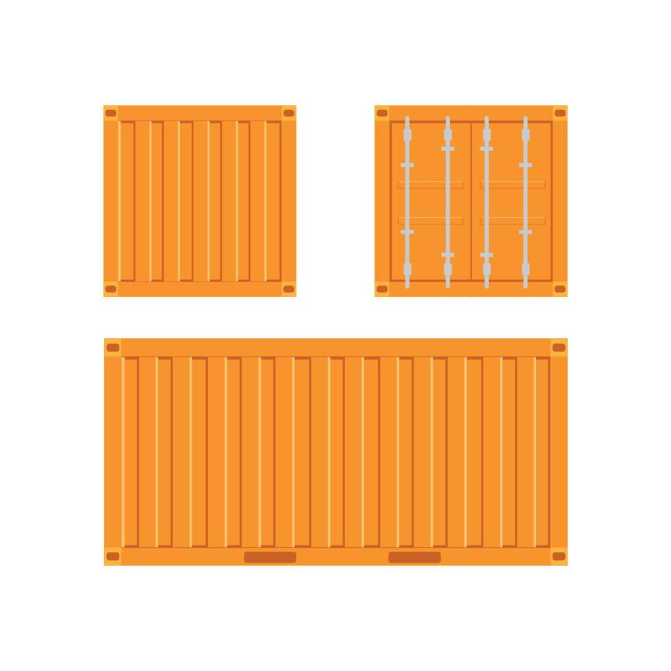 Yellow freight container.Large container for a ship isolated on a white background. Front and side view. Vector. vector