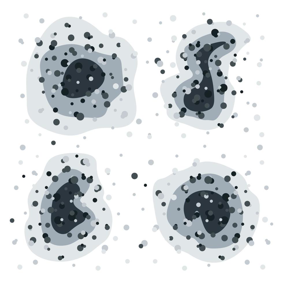 Black spots of mold of various shapes. Toxic mold spores. fungi and bacteria. vector