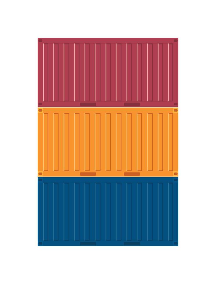 Realistic 3D set of cargo containers. Vector illustration
