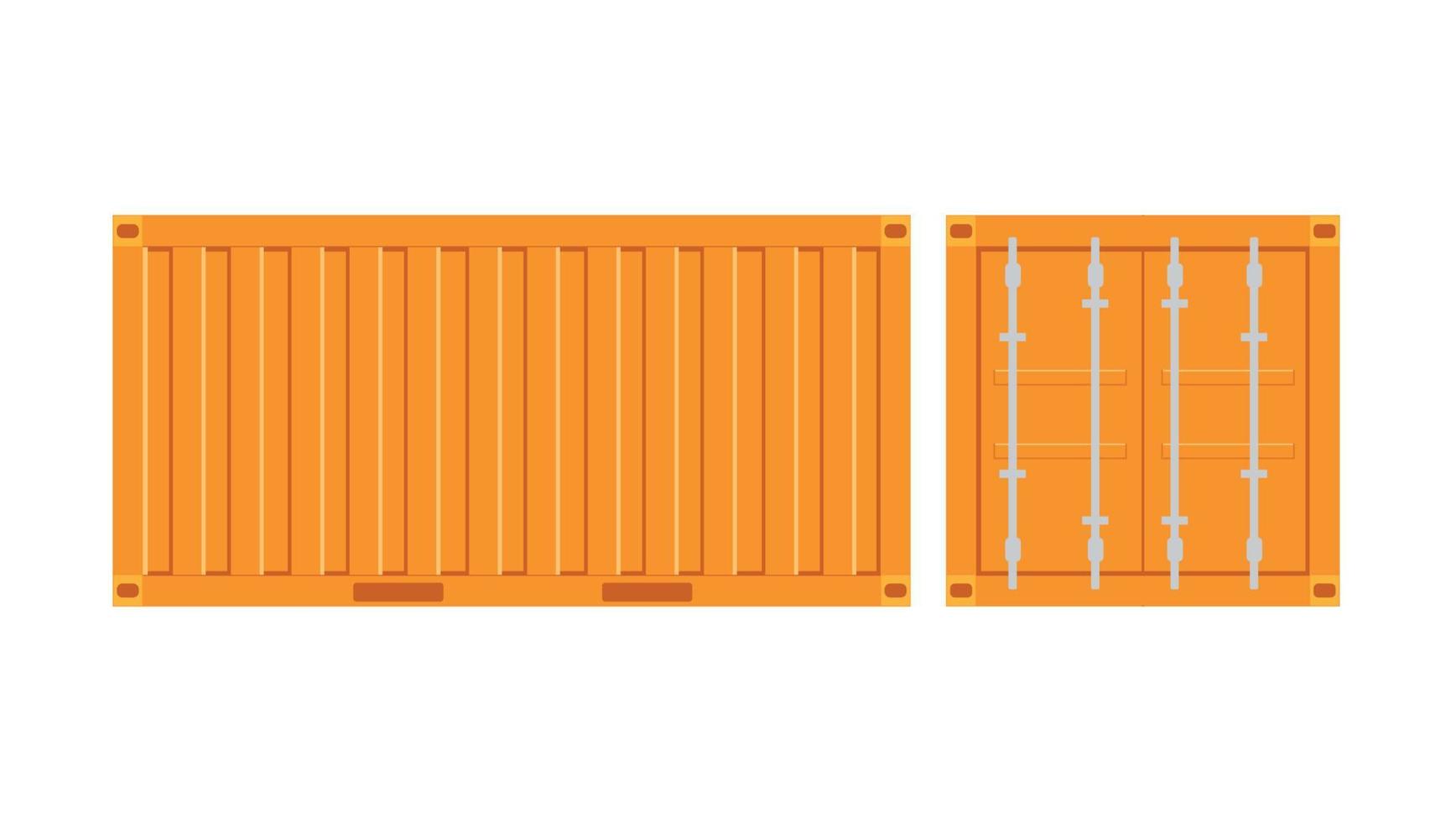 Yellow freight container.Large container for ship isolated on a white background. Vector. vector