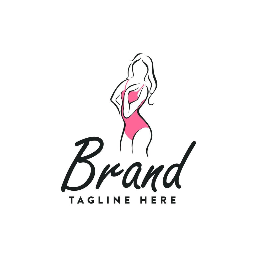 un logo con una mujer sexy para una marca de moda y belleza vector