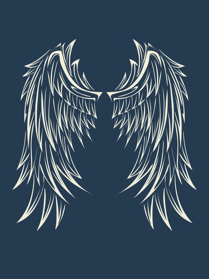 Vector angel wings line art design aesthetic decoration