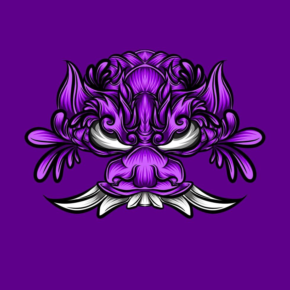 diseño estético de cabeza de diablo púrpura vector