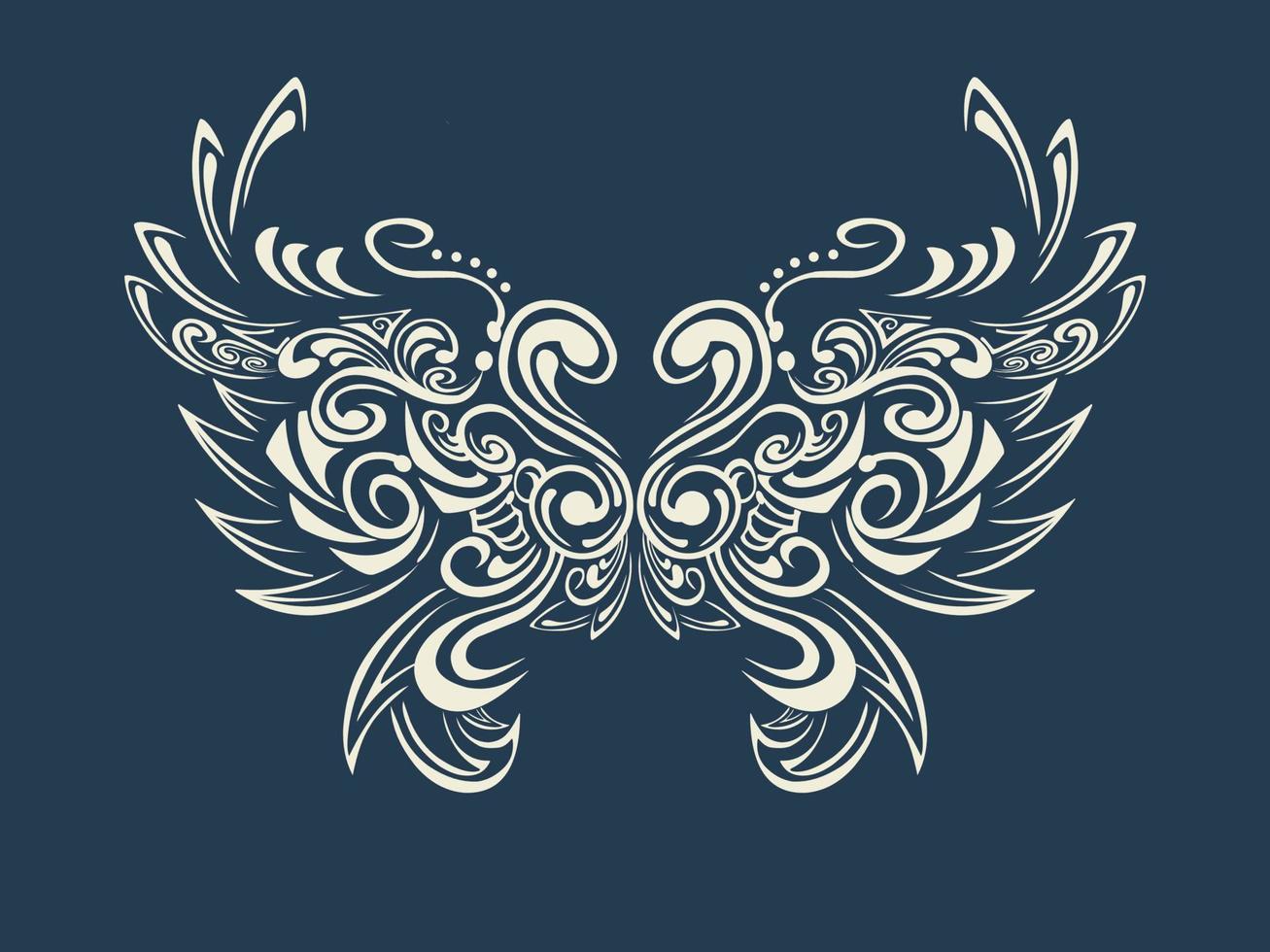 diseño estético de vector de tatuaje de alas de ángel abstracto
