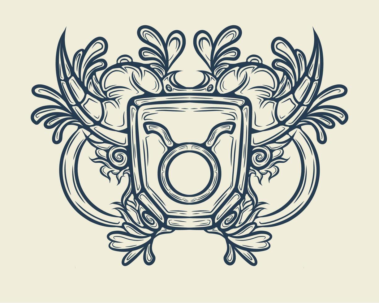 Taurus zodiac symbol line art design vector