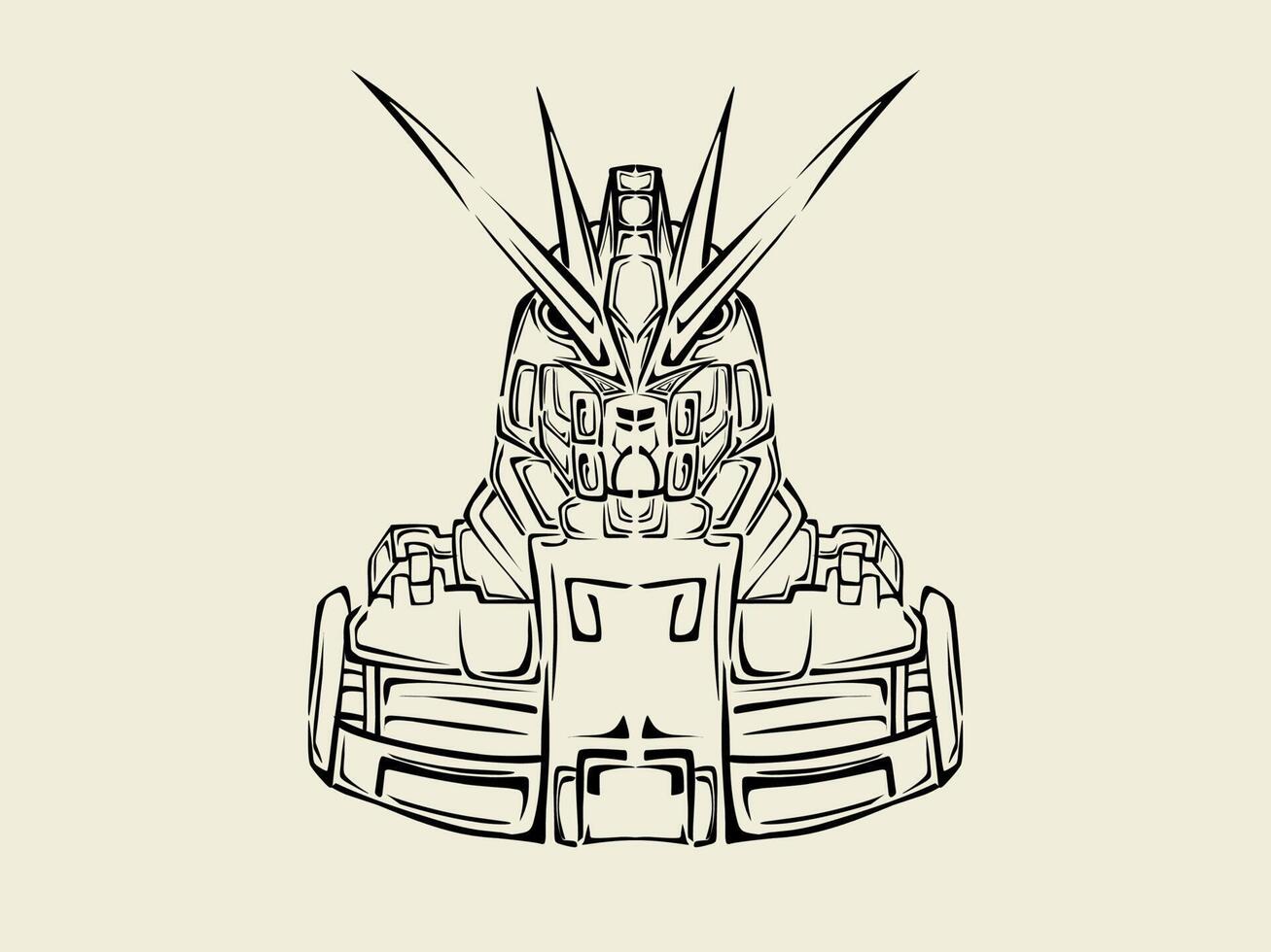 Free illustration line art robot vector design