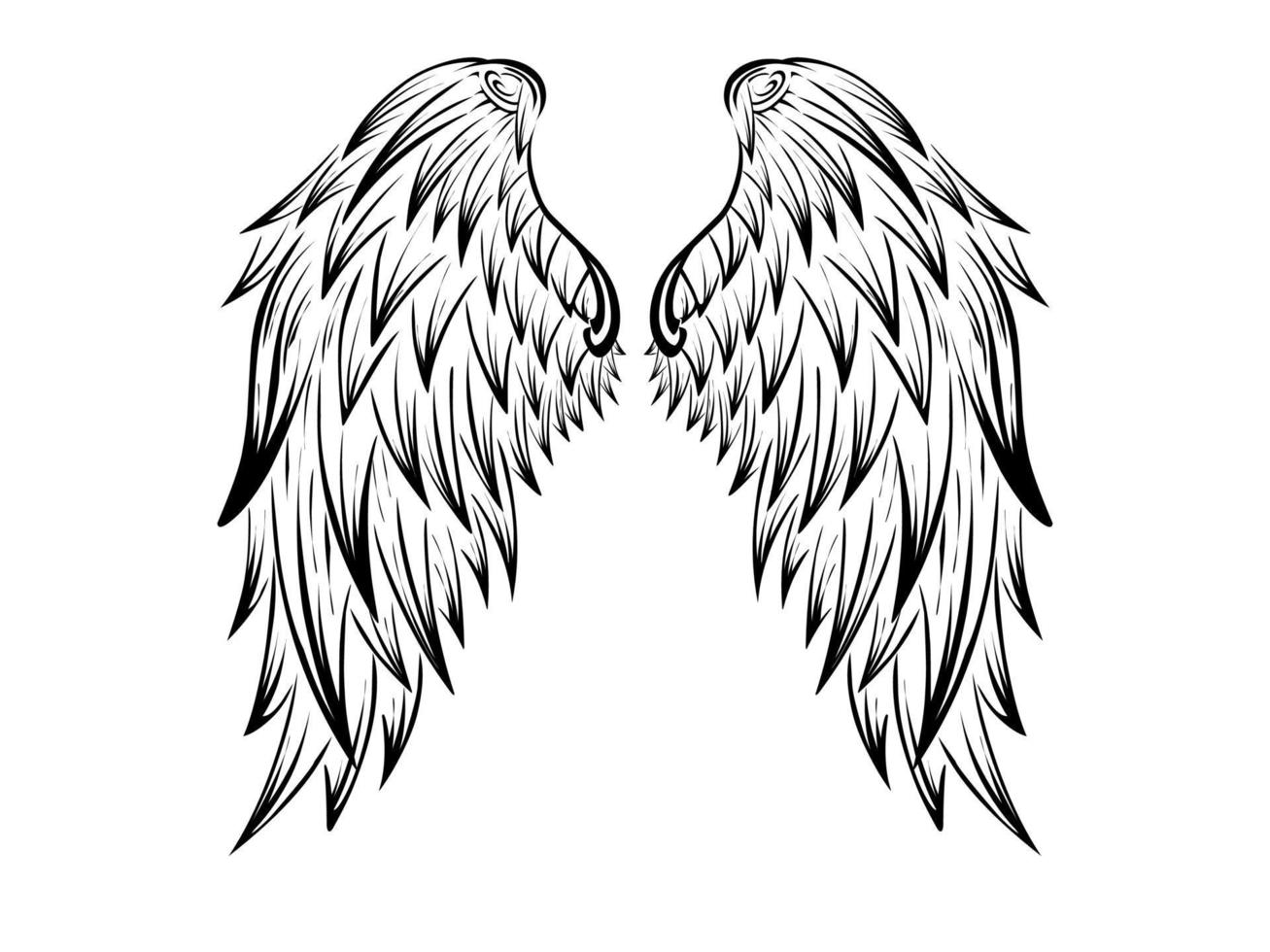 Black wing tattoo vector design on white background