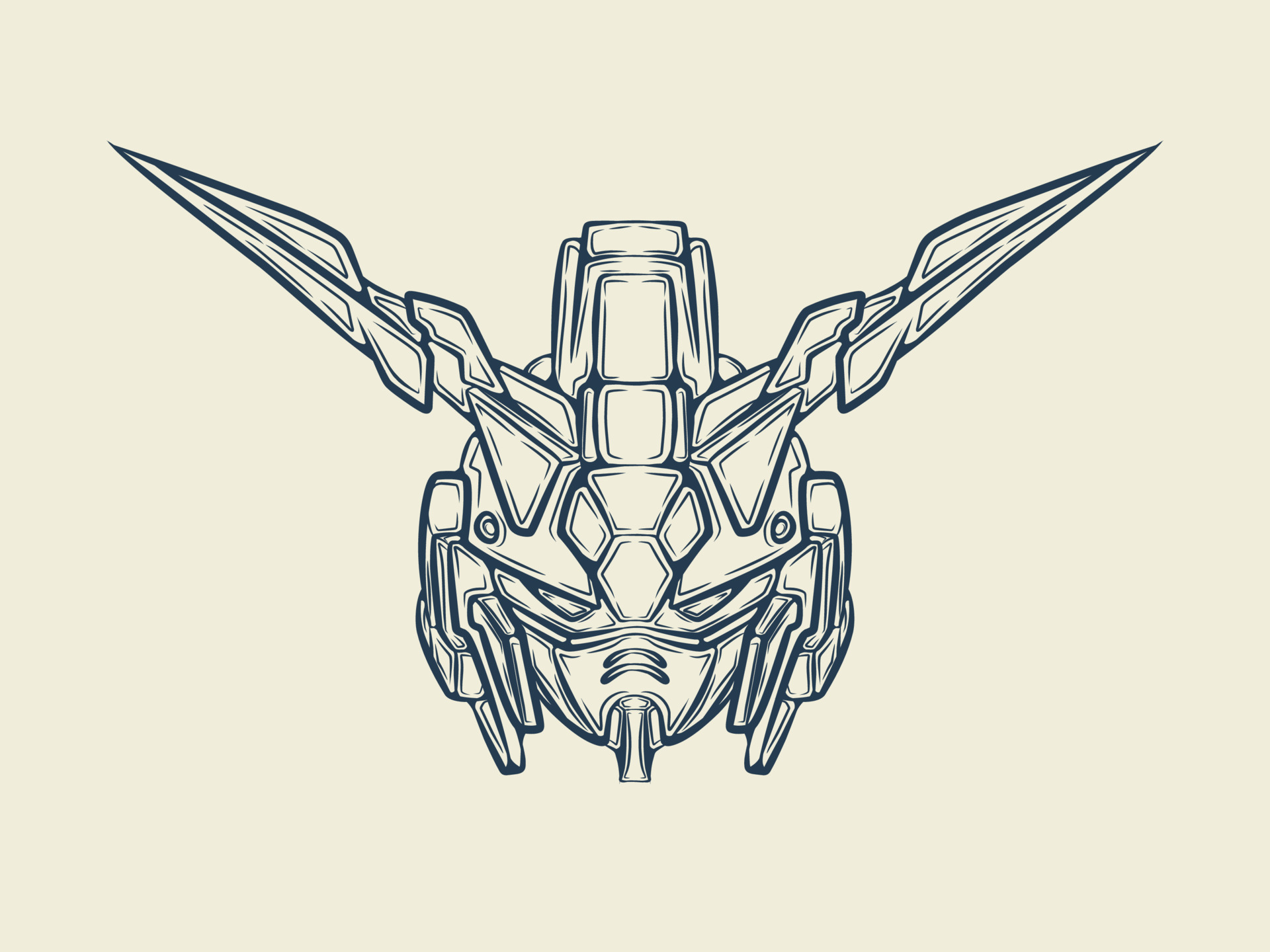 gundam robot head line art design vector 7718560 Vector Art at Vecteezy