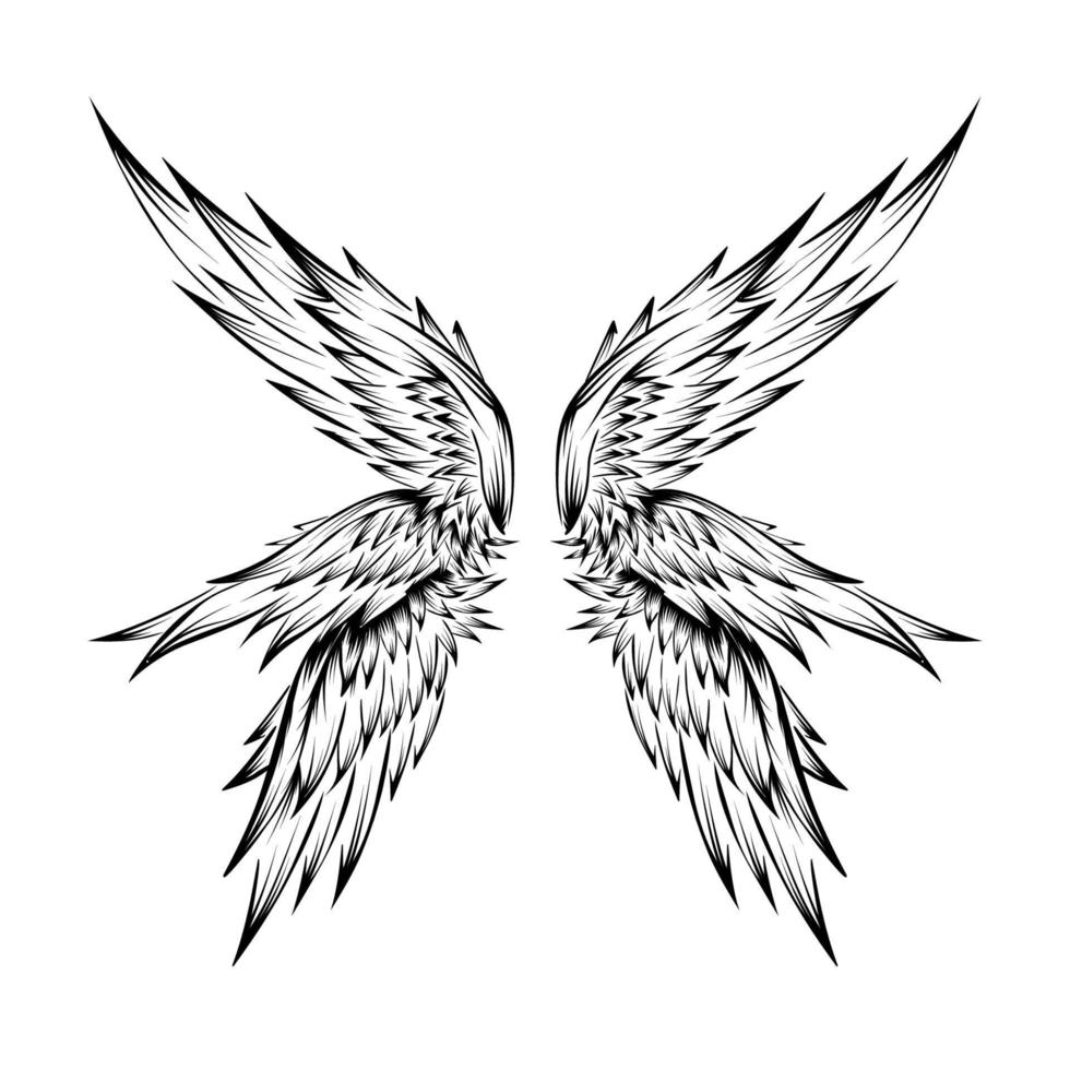 Vector angel wings tattoo illustration