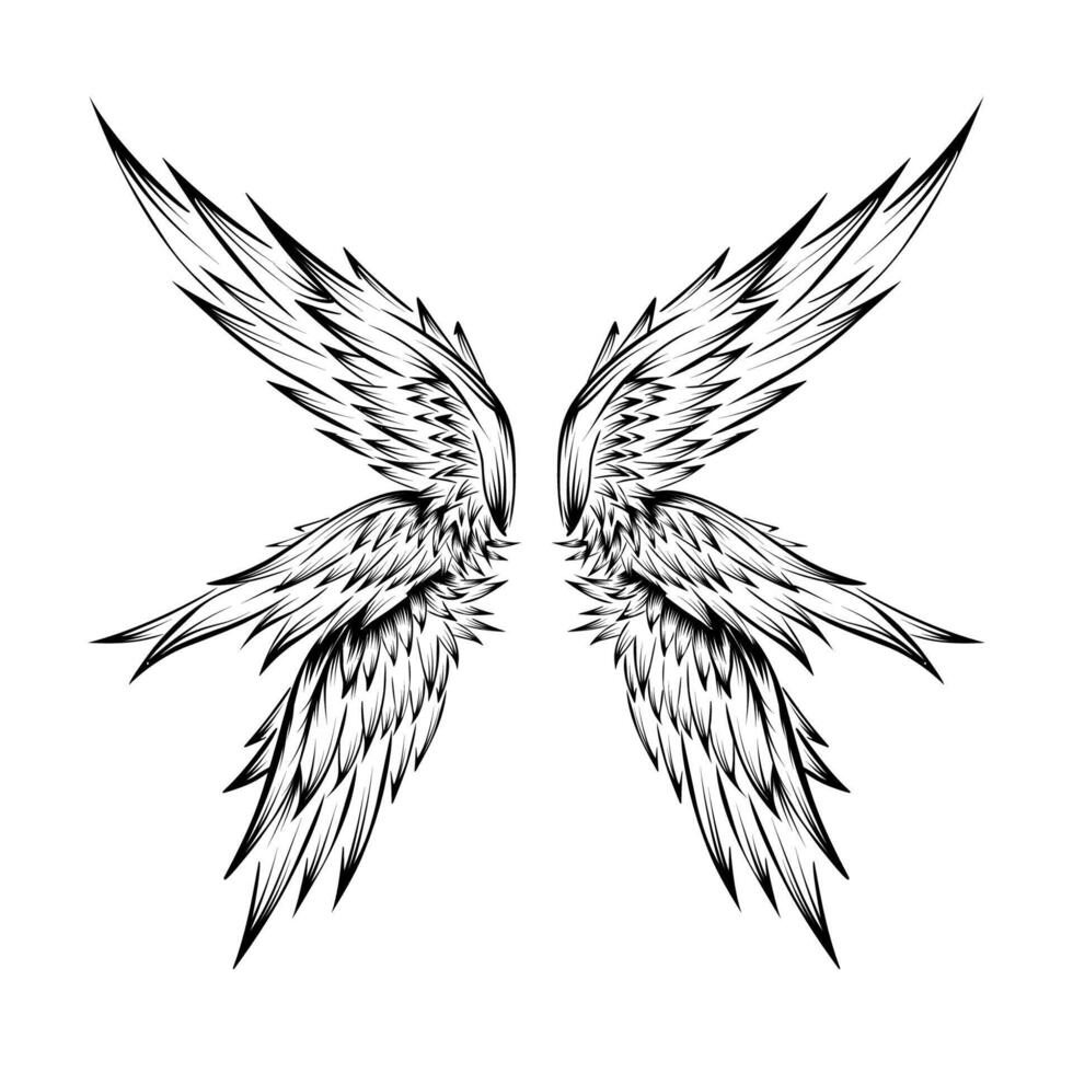 Vector angel wings tattoo illustration