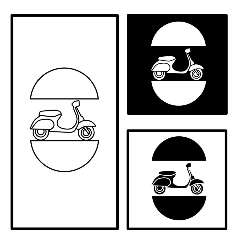 Line art scooter vespa logo design vector