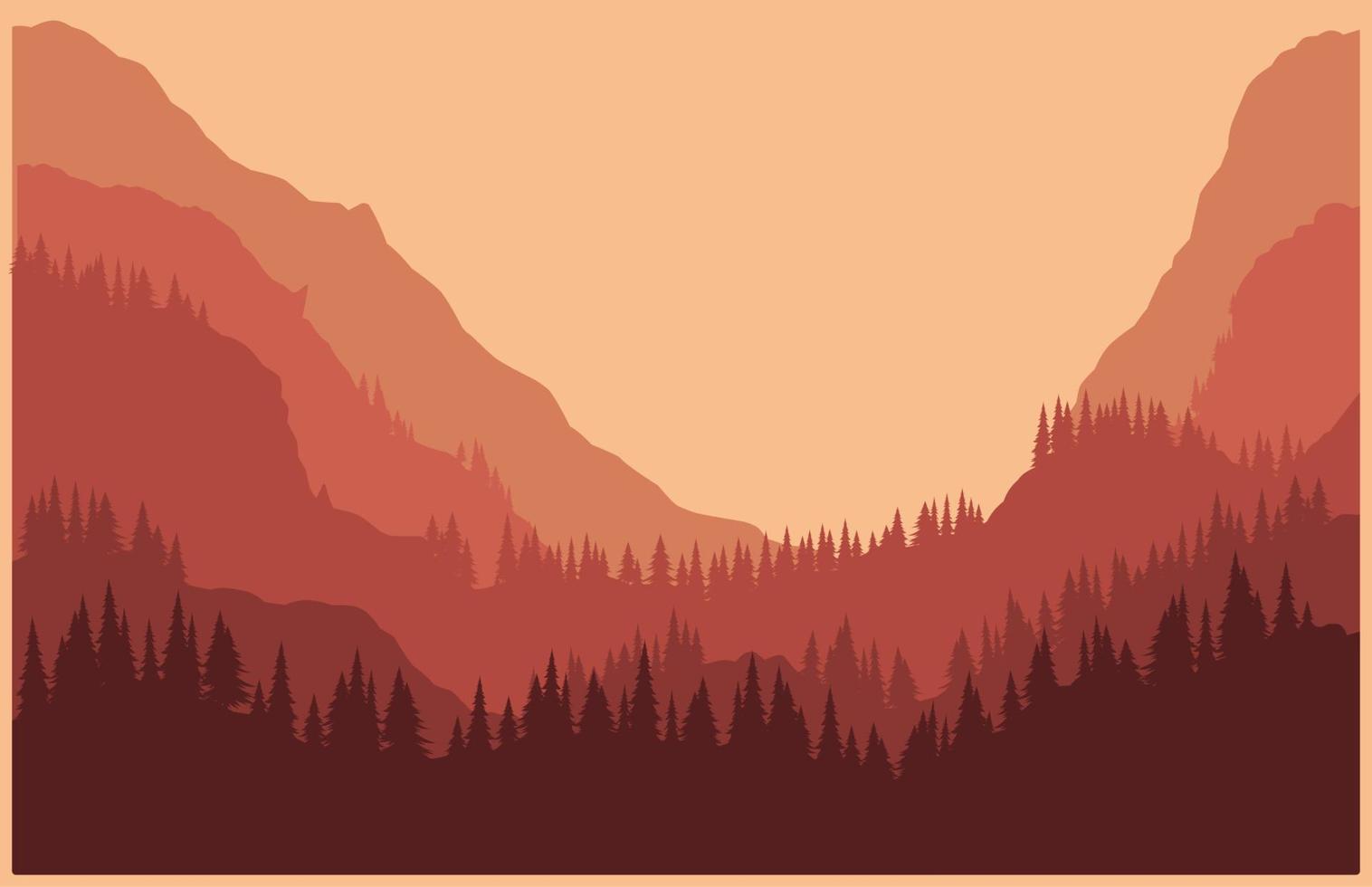 paisaje rojo vinculado en la naturaleza con ilustración vectorial vector