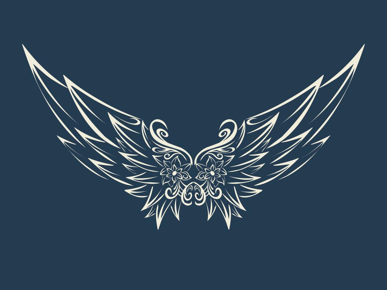 White decorative wing icon vector design