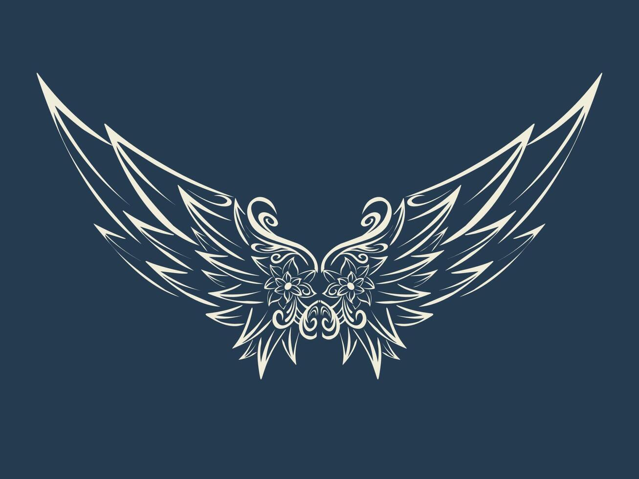 White decorative wing icon vector design