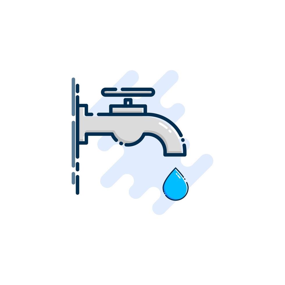 Tap with Water Droplet Cartoon. Bathroom or Kitchen Equipment in MBE Style vector