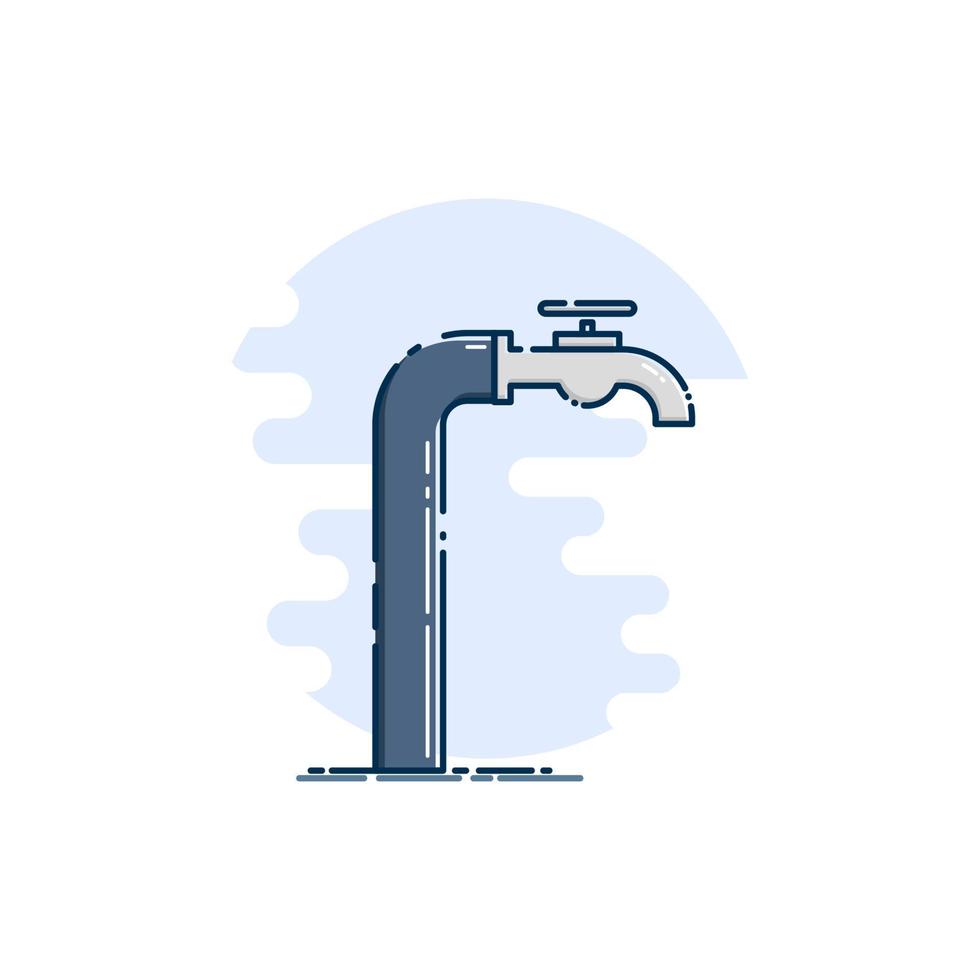 Water Tap and Pipe Cartoon. Bathroom or Kitchen Equipment in MBE Style vector