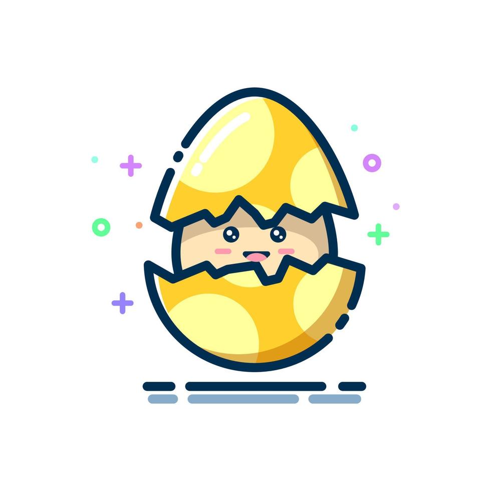 Egg Hatch Illustration with a Smile Expression. Smiling Egg Hatch. The Baby Smiles in a Shell vector