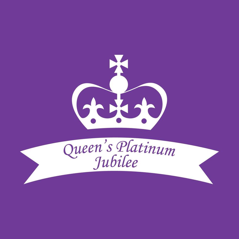 The Queen's Platinum Jubilee celebration. Queen's crown. 1952-2022. Design for banner, poster, card, print, social media. Vector illustration.
